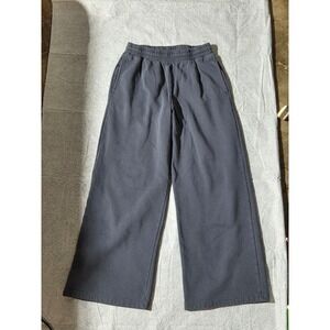 Unbranded Charcoal Gray Wide Leg Sweatpants Elastic Waist Fleece Lounge Pants